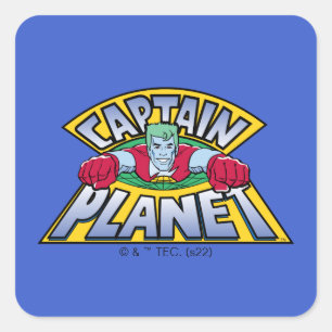 Captain Planet Logo Quadratischer Aufkleber