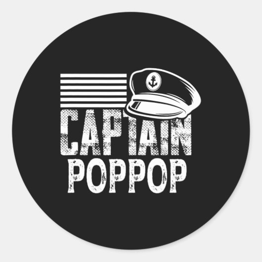 Captain Poppop - Sailing Captain Hat Boat Owner Bo Runder Aufkleber (Vorderseite)