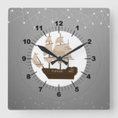Captain Quadratische Wanduhr (Vorderseite)