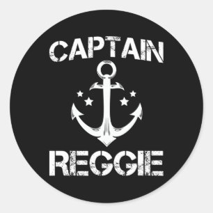 Captain Reggie Funny Birthday Personalisiert Name  Runder Aufkleber