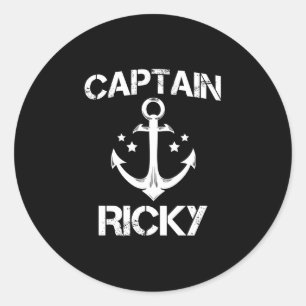 Captain Ricky lustiger Geburtstagsname Boot Gesche Runder Aufkleber