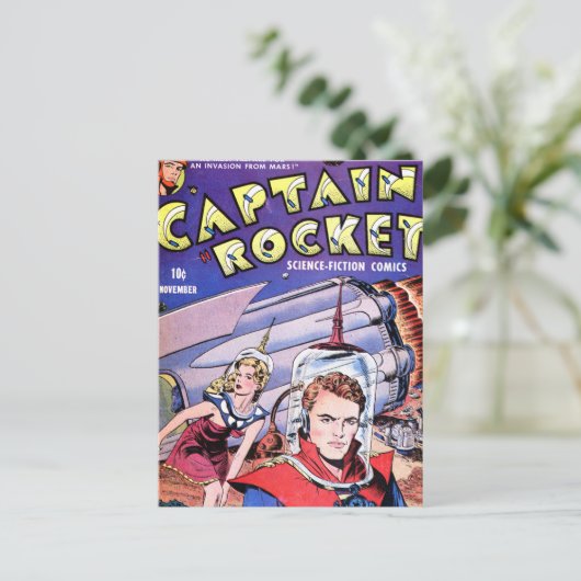 Captain Rocket Comic Postkarte (Stehend Vorderseite)