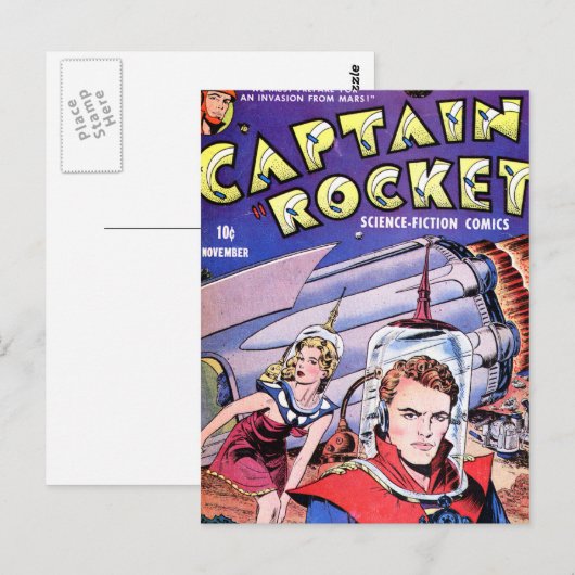 Captain Rocket Comic Postkarte (Vorne/Hinten)
