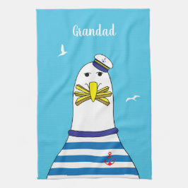 Captain Sailor Seagull Funny Cartoon Charakter Geschirrtuch
