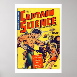 Captain Science Vintage-Comic-Book-Cover-Poster Poster