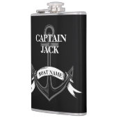 Captain Ship Anchor Black Nautical Custom Flachmann (Links)