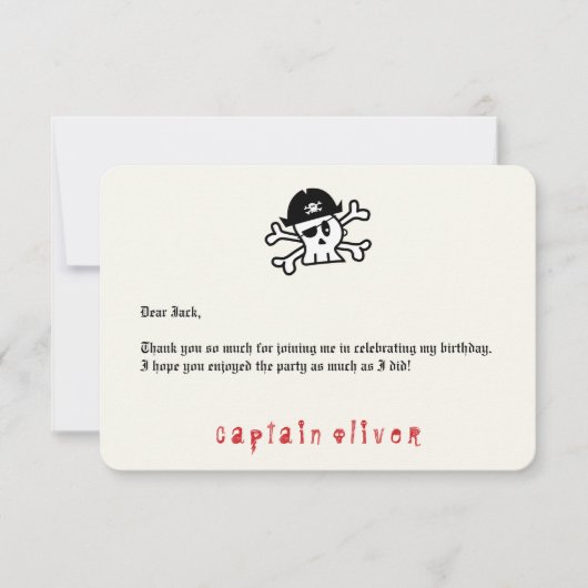 Captain Skull Kindergeburtstag von Pirate Dankesch Dankeskarte (Vorderseite)