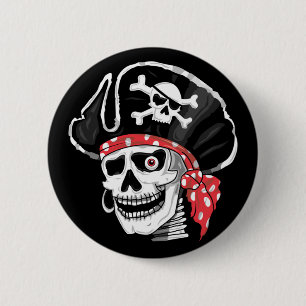 Captain Skull Pirate Button