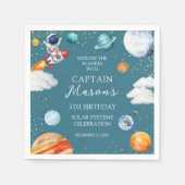 Captain Space Sonnensystem Geburtstag Serviette (Vorderseite)