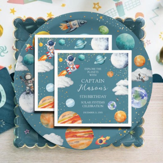 Captain Space Sonnensystem Geburtstag Serviette