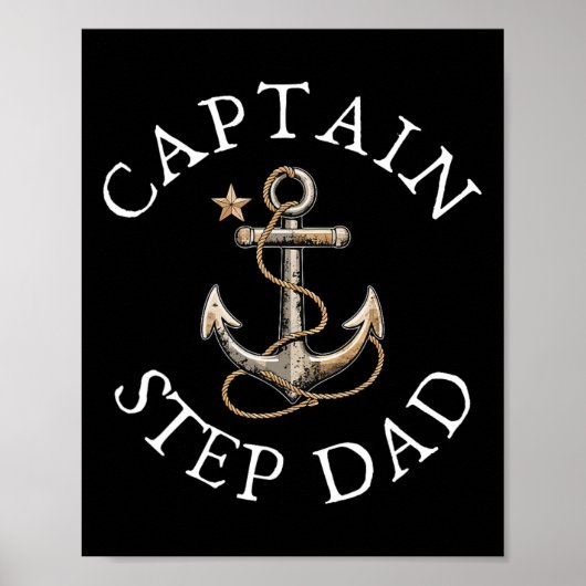Captain Step-dad Boat Segelboot Vintag Anch Poster (Vorne)
