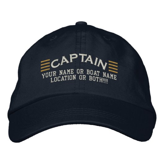 CAPTAIN Stripes für Ihr Namensboot lokal Bestickte Baseballkappe (Vorderseite)