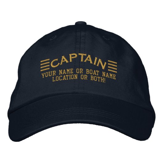 CAPTAIN Stripes für Ihr Namensboot lokal Bestickte Baseballkappe (Vorderseite)