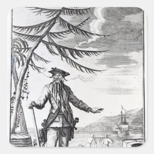Captain Teach, allgemein Blackbeard genannt Quadratischer Aufkleber (Vorderseite)