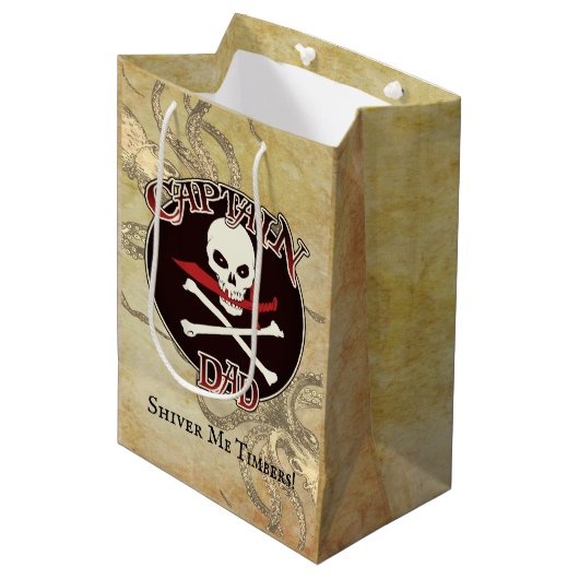 Captain Vater - Von den Deep begeistert Mittlere Geschenktüte (Vorderseite Schrägansicht)