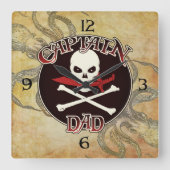 Captain Vater - Von den Deep begeistert Quadratische Wanduhr (Vorderseite)