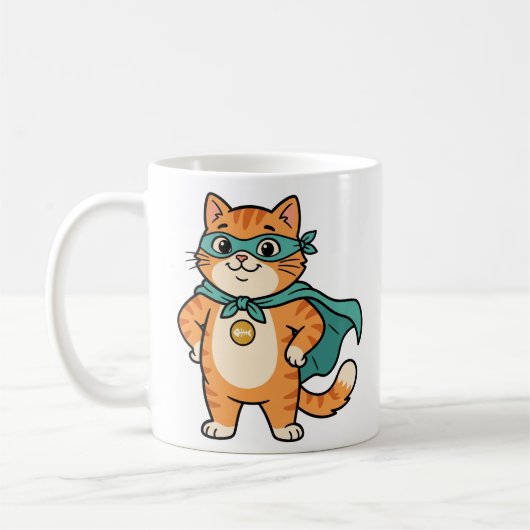 Captain Whiskerton – Süßer Superheld Orangefarbene Kaffeetasse (Links)