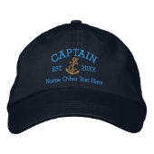 Captain With Anchor Personalized Bestickte Baseballkappe (Vorderseite)