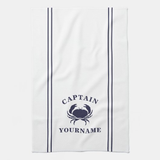 Captain Your Name Crab Kitchen Handtuch (Vertikal)