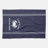 Captain Your Name Crab Navy Blue Kitetücher Geschirrtuch (Horizontal)