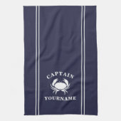 Captain Your Name Crab Navy Blue Kitetücher Geschirrtuch (Vertikal)
