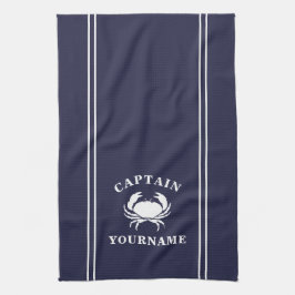 Captain Your Name Crab Navy Blue Kitetücher Geschirrtuch