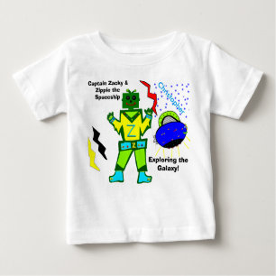 Captain Zacky Green Robot Zippie Spaceship Baby T-shirt