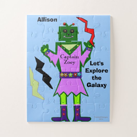 Captain Zoey Girl Robot Pink Outfit Blume Puzzle (Vertikal)