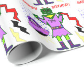 Captain Zoey Robot Pink Dress Blume Raumschiff Geschenkpapier (Rolleneckpunkt)