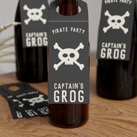 Captain's Grog Pirate Party Flasche Hanger Tag Flaschenanhänger