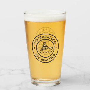 Captian Your Name Motor Boat Emblem Tumbler Glass