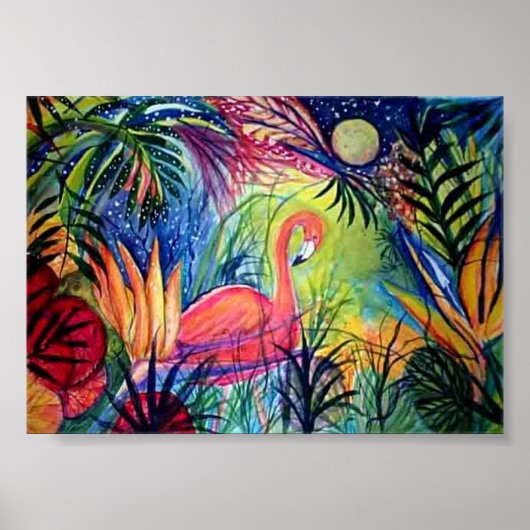 Captiva Flamingo Mitternacht Poster (Vorne)