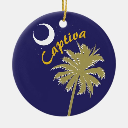 Captiva Insel-Nacht mit Palme Keramik Ornament (Vorne)