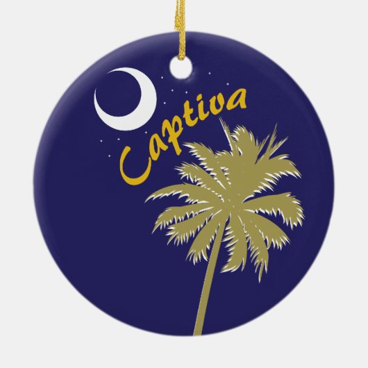 Captiva Insel-Nacht mit Palme Keramik Ornament (Hinten)