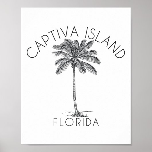 Captiva Island Beach Design Palm Tree Illustration Poster (Vorne)
