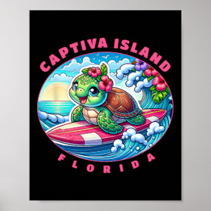 Captiva Island Florida Süßes Surfmädchen Meeressch Poster