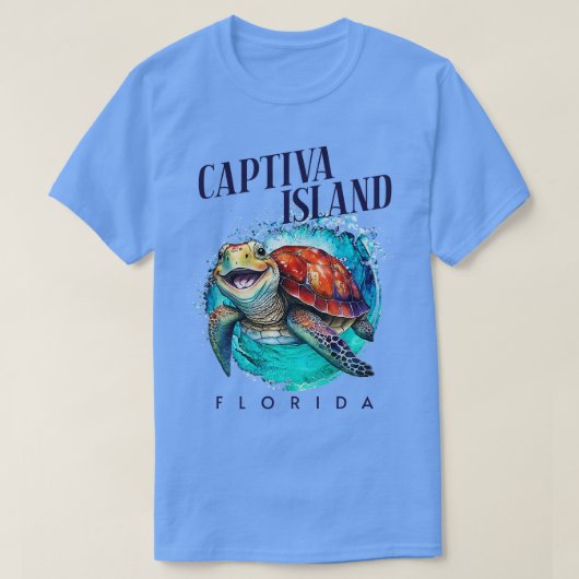 Captiva Island Florida Wasserfarben Happy Sea Turt T-Shirt (Design vorne)