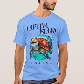 Captiva Island Florida Wasserfarben Happy Sea Turt T-Shirt