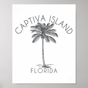 Captiva Island Strand Design Palmenbaum Illustrati Poster