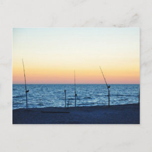 Captiva Island Sunset Fishing Poles Sand Postcard Postkarte