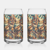 Captivating Blue "Mesoamerican Motif" 16oz Can Gla Dosenglas (Rechts)