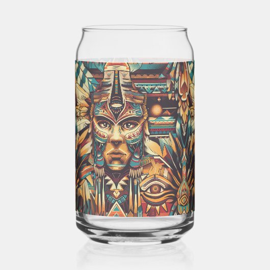Captivating Blue "Mesoamerican Motif" Trinkbehälte Dosenglas (Vorderseite)