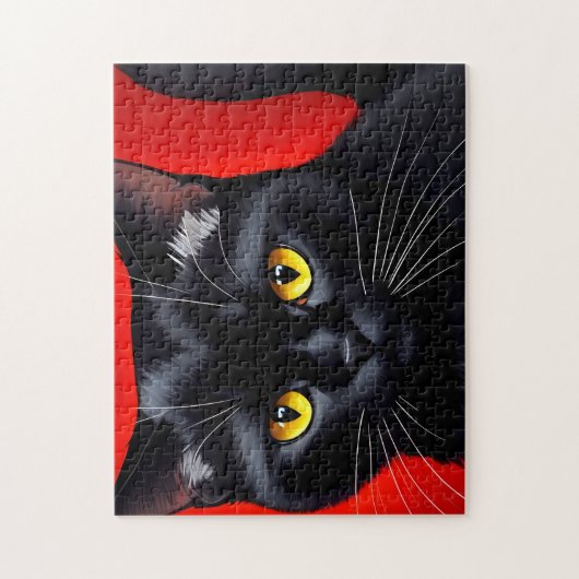 Captivating Kitty Art Portrait 252-teilige Black C Puzzle (Vertikal)