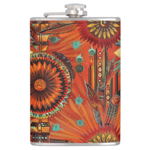 Captivating Navy "Intricate Echoes" 8oz Flask Flachmann