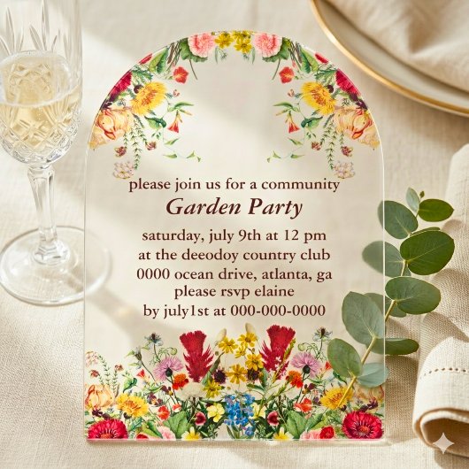 Captive Florale Gartenparty Acryleinladungen