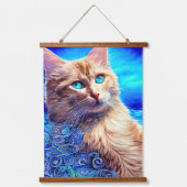 Captivitative Octopus Blue Ocean Wave Fauvism Wandteppich Mit Holzrahmen (Vorderseite)