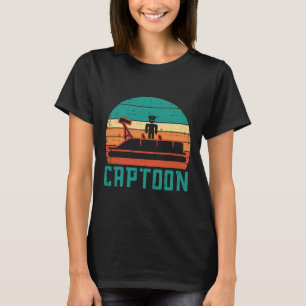 Captoon Boot Sonnenuntergang Retro Ponton Kapitän T-Shirt