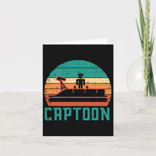 Captoon Boot Sunset Retro Pontoon Captain Men Boys Karte
