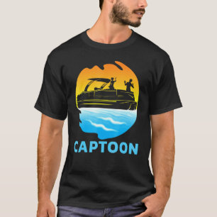 Captoon Pontoon Boat Lake Captain Captoon T-Shirt