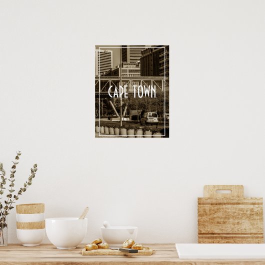 Captown Monochrome Cityscape Street Lifestyle Poster (Küche)